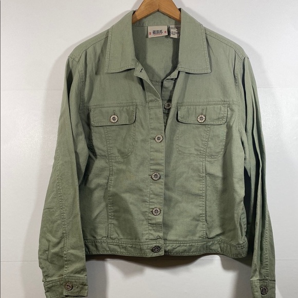 Bill Blass Linen Cotton Blend Lightweight Utility Jacket with Denim Styling - Picture 1 of 6